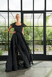Organza Pleat Detailed Flowered Fil-Coupe Long Dress
