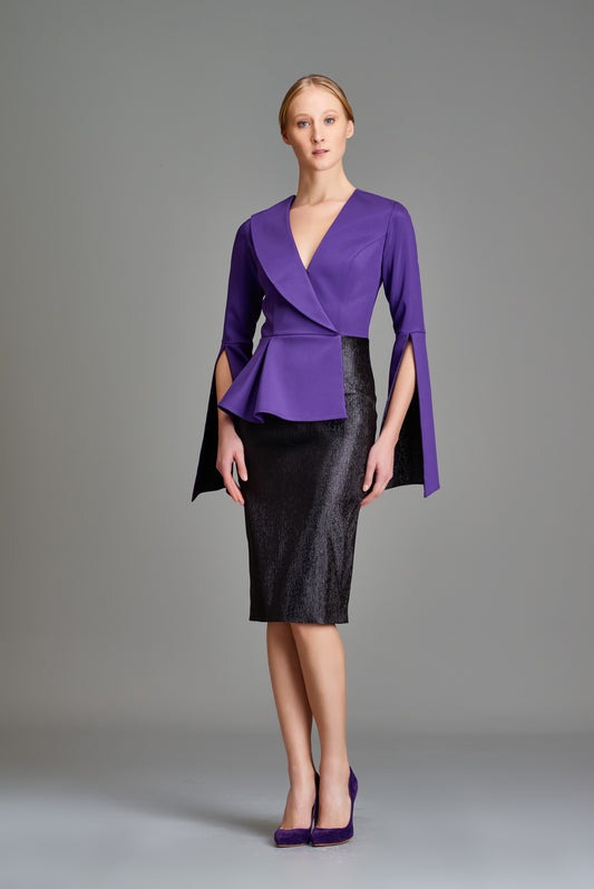 Stretch Metallic and Faille Short Dress