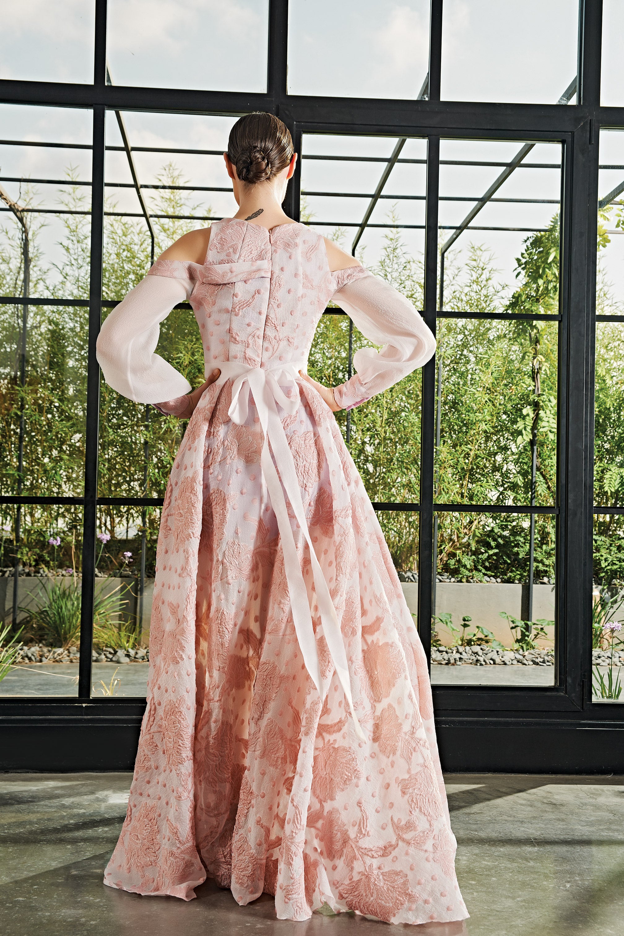 Floral Jacquard Long Dress PINK Floral Jacquard Long Dress PINK