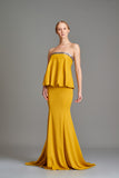 Draped Double Viscose and Stretch Metallic Long Dress