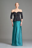 Stretch Metallic Ruffle Detailed Faille Dress
