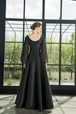 Organza Square Pleated Sleeve Long Dress