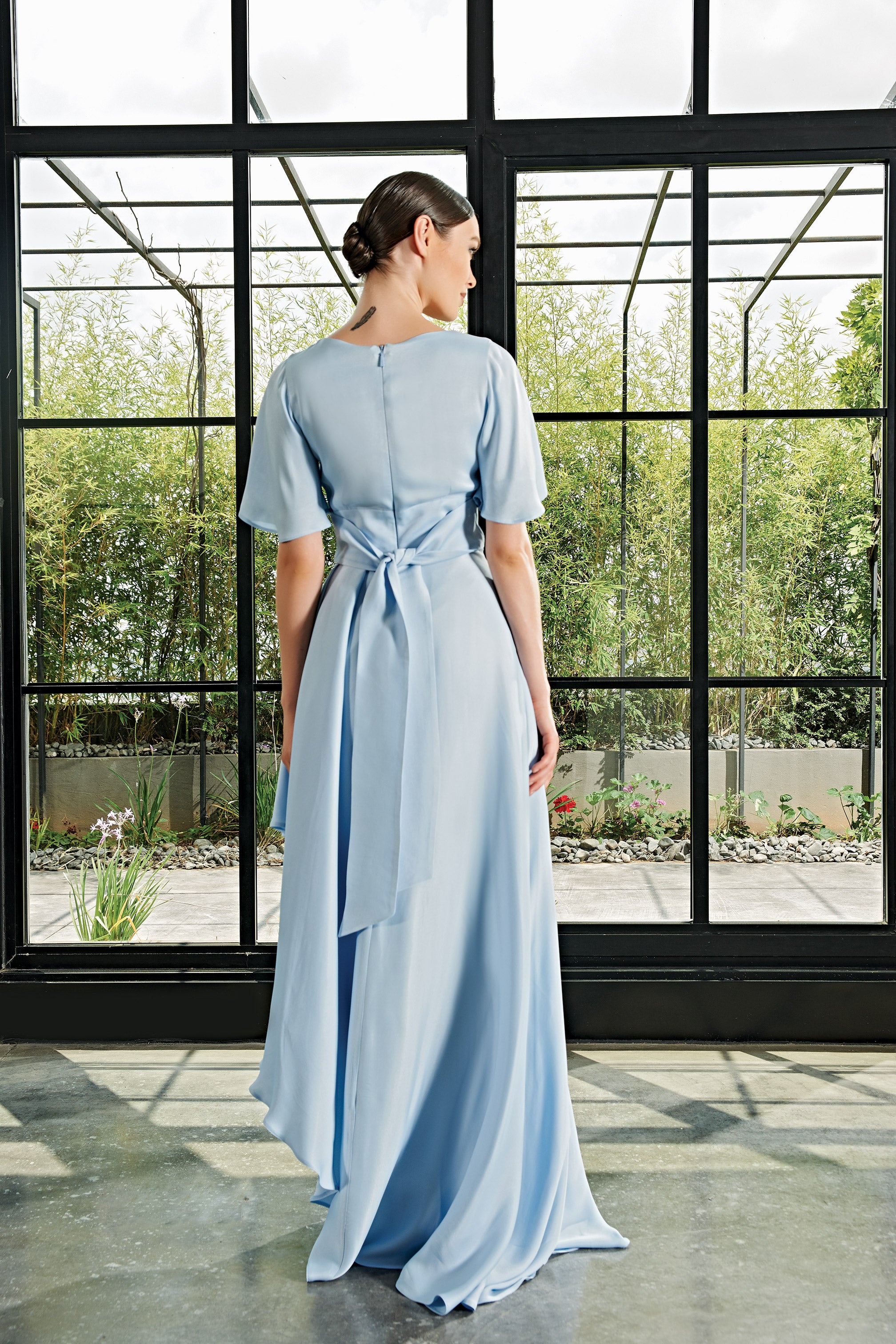 asymmetric gown dress Lenore Techno Scuba Asymmetrical Neckline Dress