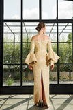 Off-The-Shoulder Floral Jacquard Long Dress