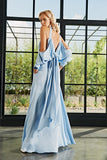 Draped Viscose Satin Long Dress