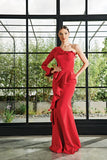 One-Sleeve Ruffled Long Dress