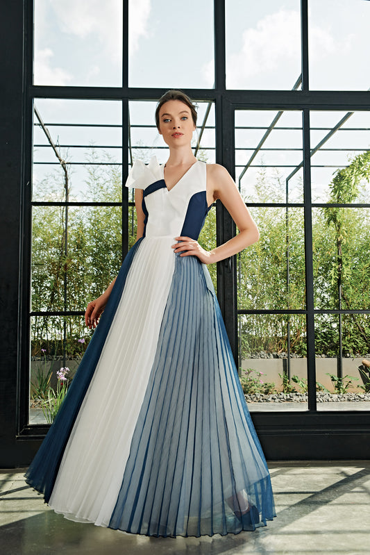 Two-Toned Pleated Organza Gown