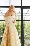 Flowered Fil-Coupe and Organza Pleat Skirt Midi Dress