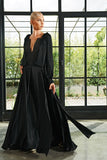 Organza Bodice Detailed Viscose Satin Long Dress