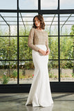 Emboideried Bodice Faille Long Dress