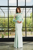 Embroideried Faille Long Dress