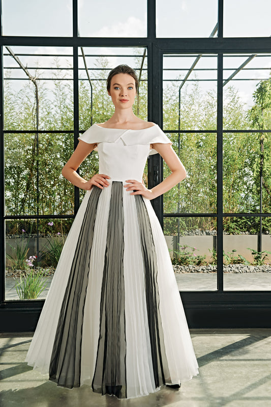 Organza Pleated Gown