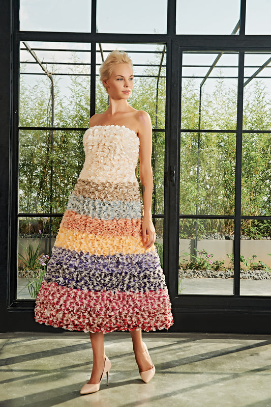 3D Flowered Midi Gown