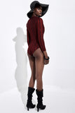 Piping Detailed Metallic Bodysuit