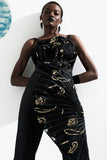 Rose Detailed Metallic Jacquard Jumpsuit