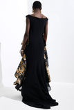 Ruffled Organza Floral Jacquard Gown