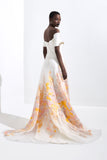 Metallic Jacquard Train Gown