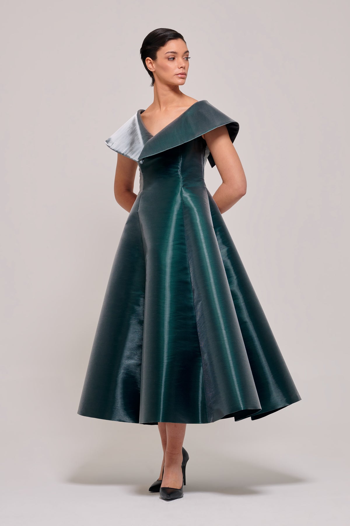 Emerald Midi Length Sleeveless Gown
