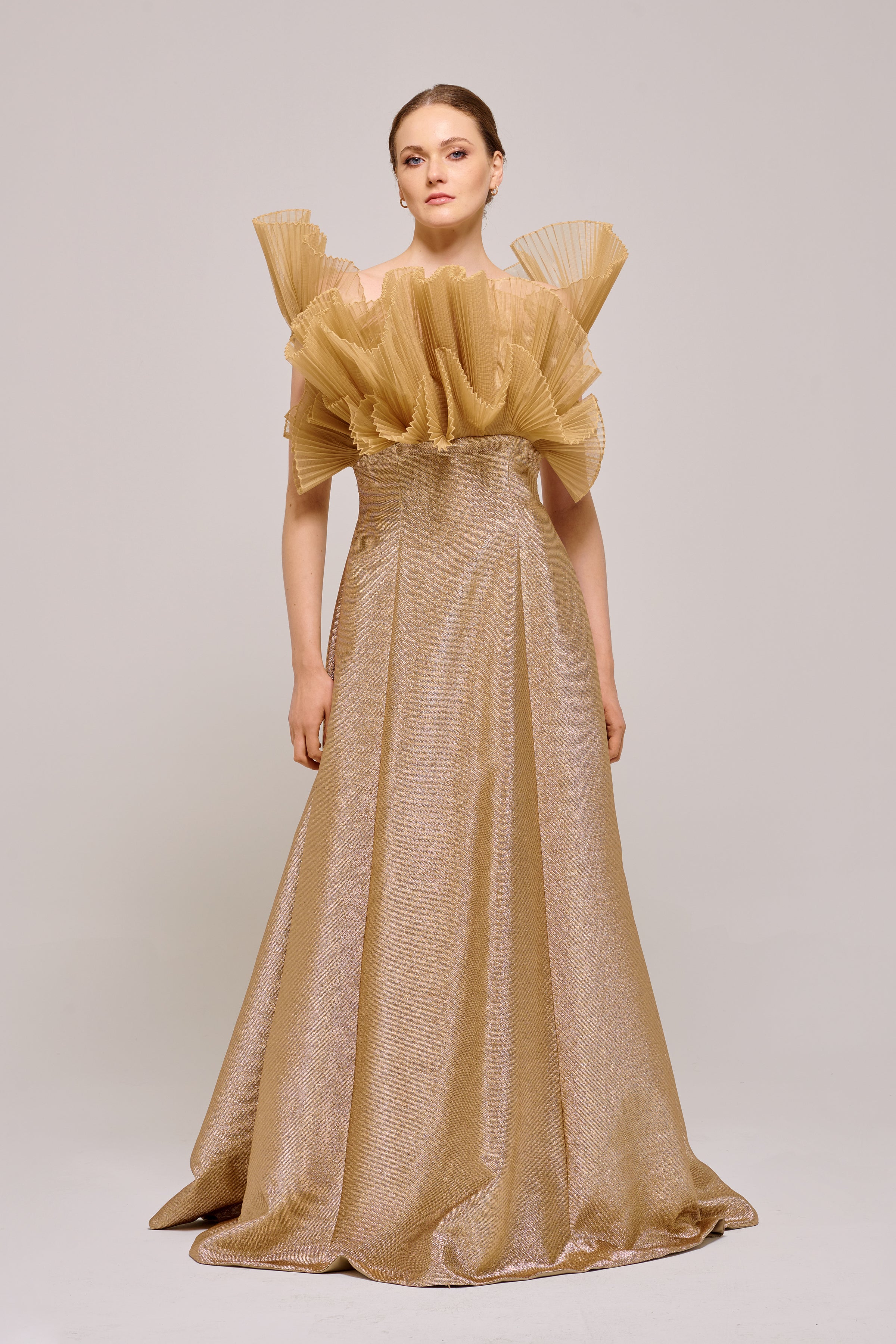 pleated fan dress Goddiva One Shoulder Pleated Fan Midi Dress