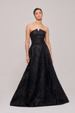 Strapless Brocade Long Gown