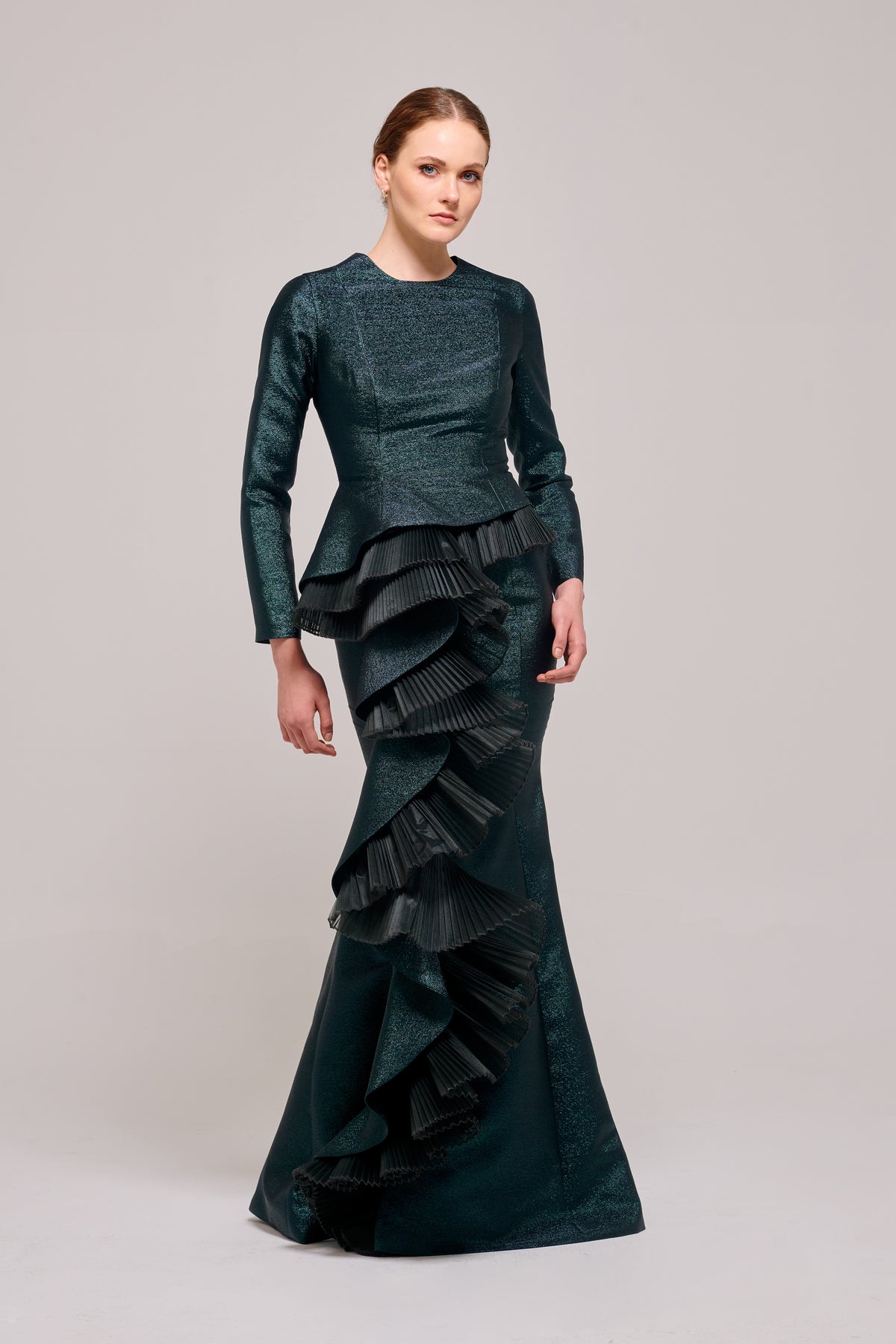 ruffle peplum dress VC Elegant Black Mini Dress with Peplum and White Ruffle Accents for Upscale Casual Gatherings