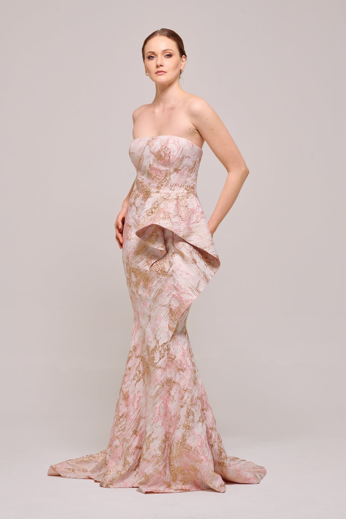 long dress peplum PatBO Gal Embroidery Peplum Maxi Dress
