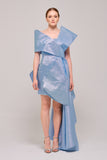 Asymmetric Bow Detail Light Blue Dress