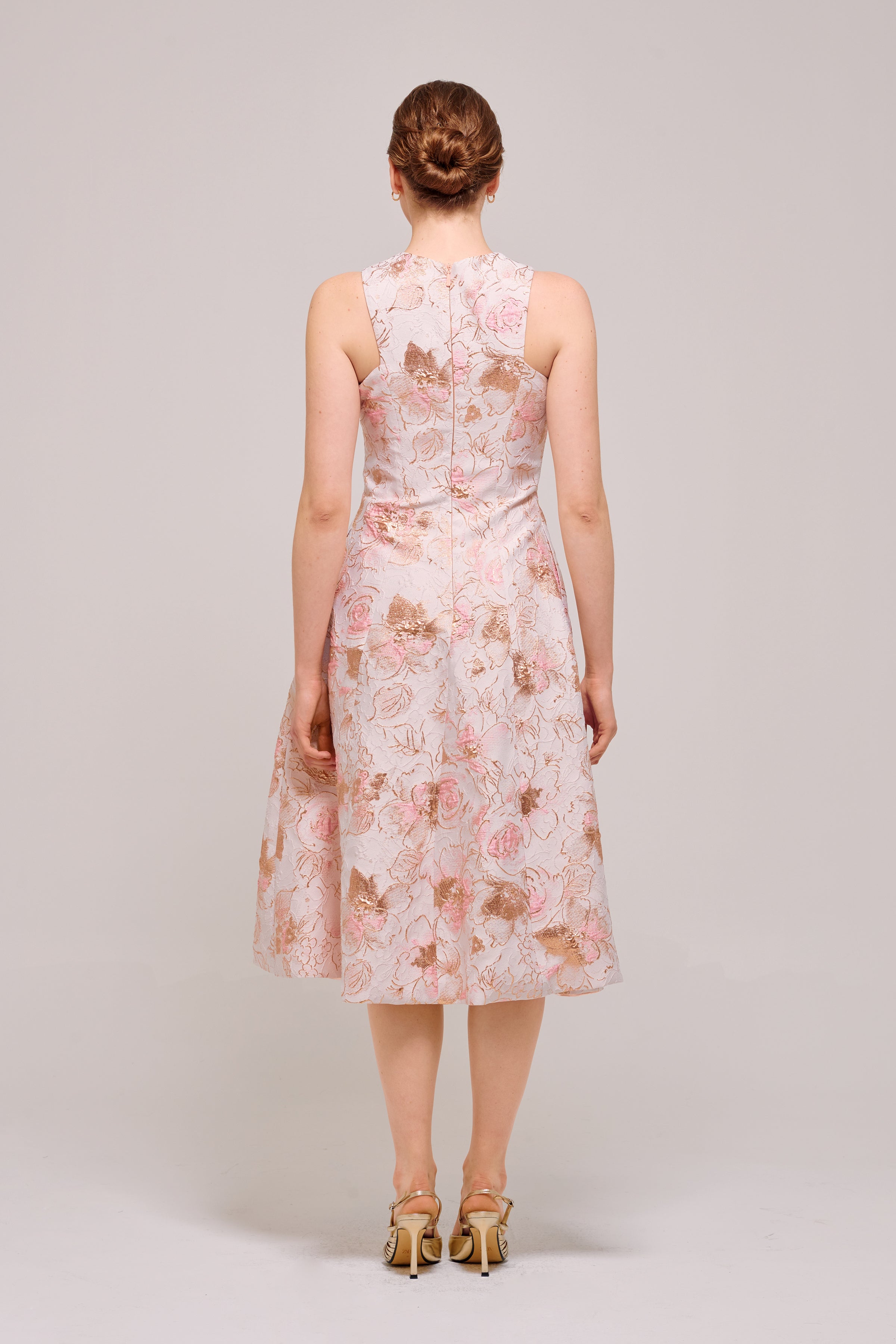 Pink Floral Jacquard Sleeveless Midi Dress John Paul Ataker Pink Floral Jacquard Sleeveless Midi Dress John Paul Ataker