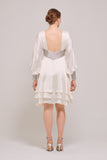 Silk-Satin Cuffs Sleeves Detail Layered Midi Dress