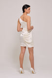 Cream One Shoulder Midi Cocktail Dress