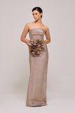 Three Dimensions Floral Appliques Detailed Long Gown
