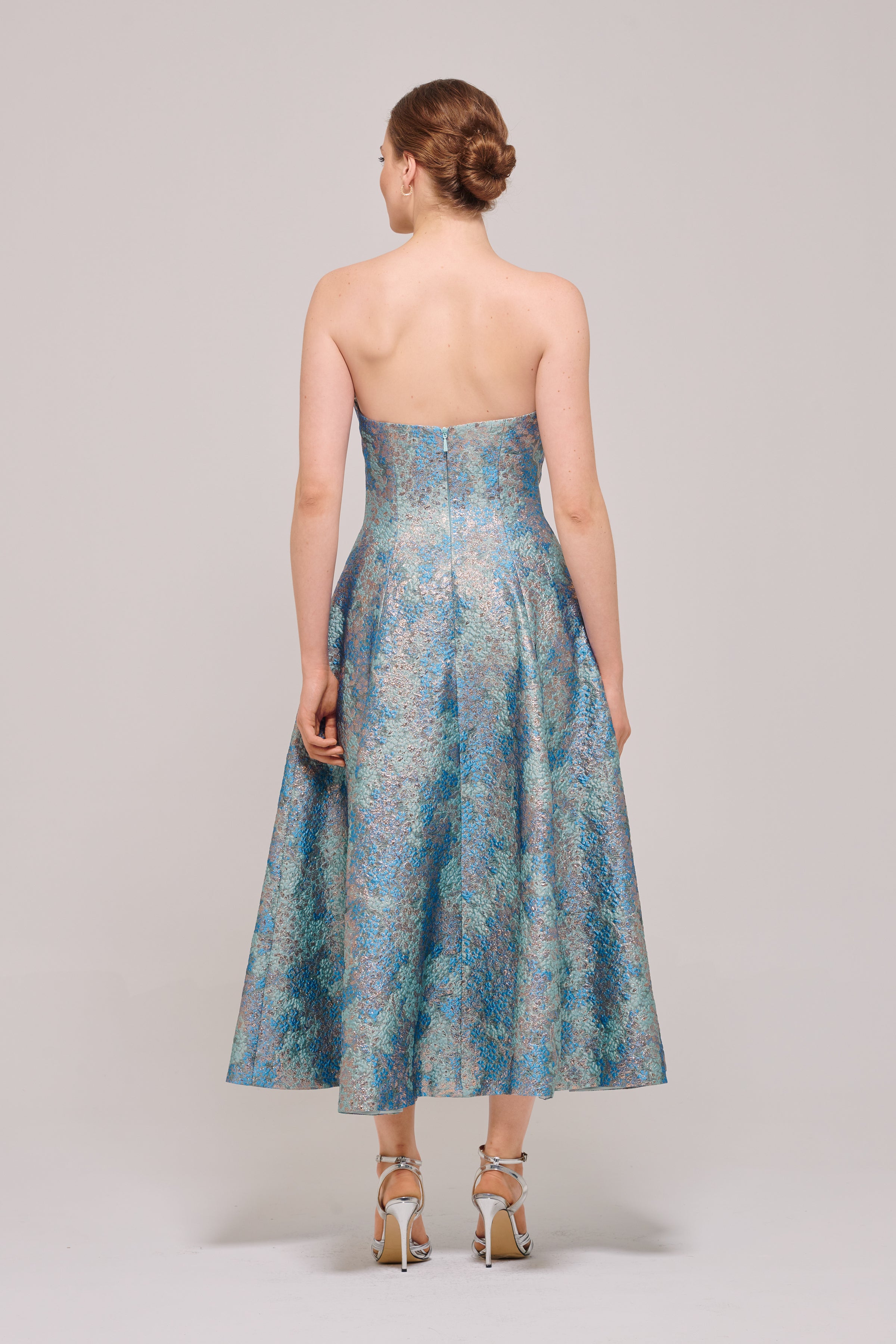 Asymmetric Sweetheart Neckline Midi Length Blue Dress