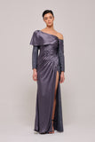 Layered Long Off The Shoulder Long Sleeve Gown