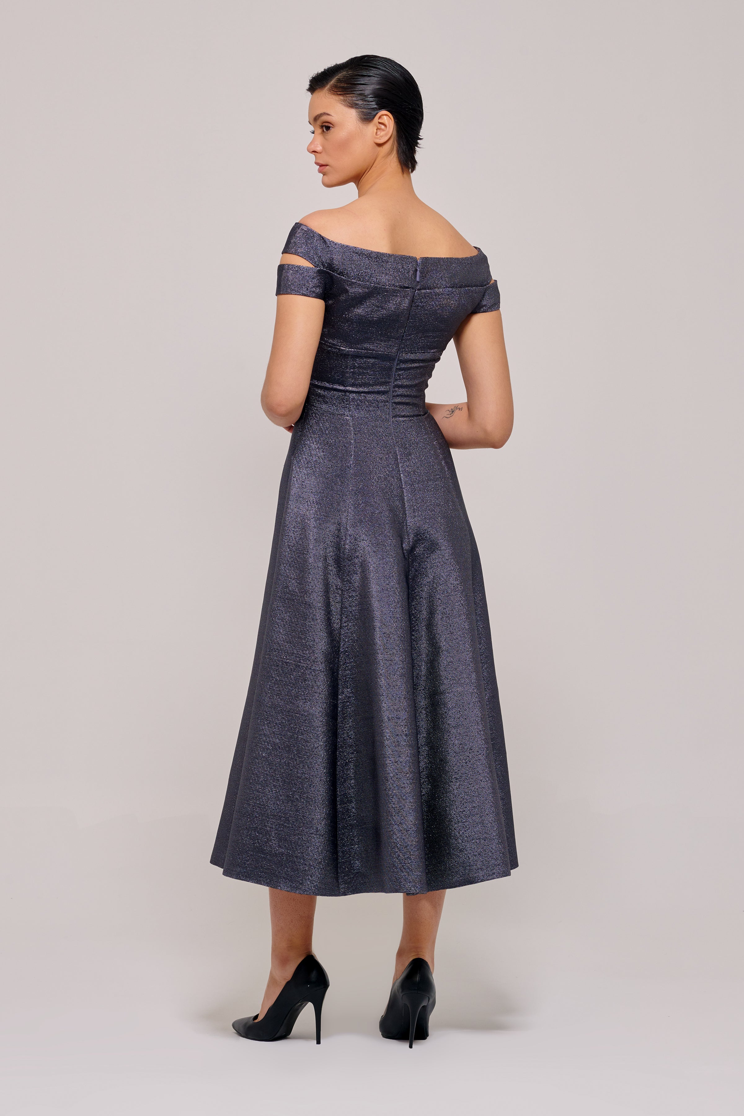 charcoal cocktail dress SHEIN Women's Charcoal Gray Sexy Backless High Neck Ruched Elegant Sleeveless Bodycon Midi Cocktail Dress, Suitable For Commuting And Formal Events