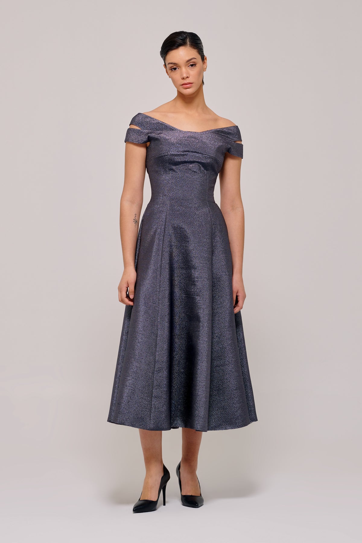 charcoal dresses cocktail Charcoal Puff Sleeve Cocktail Dress