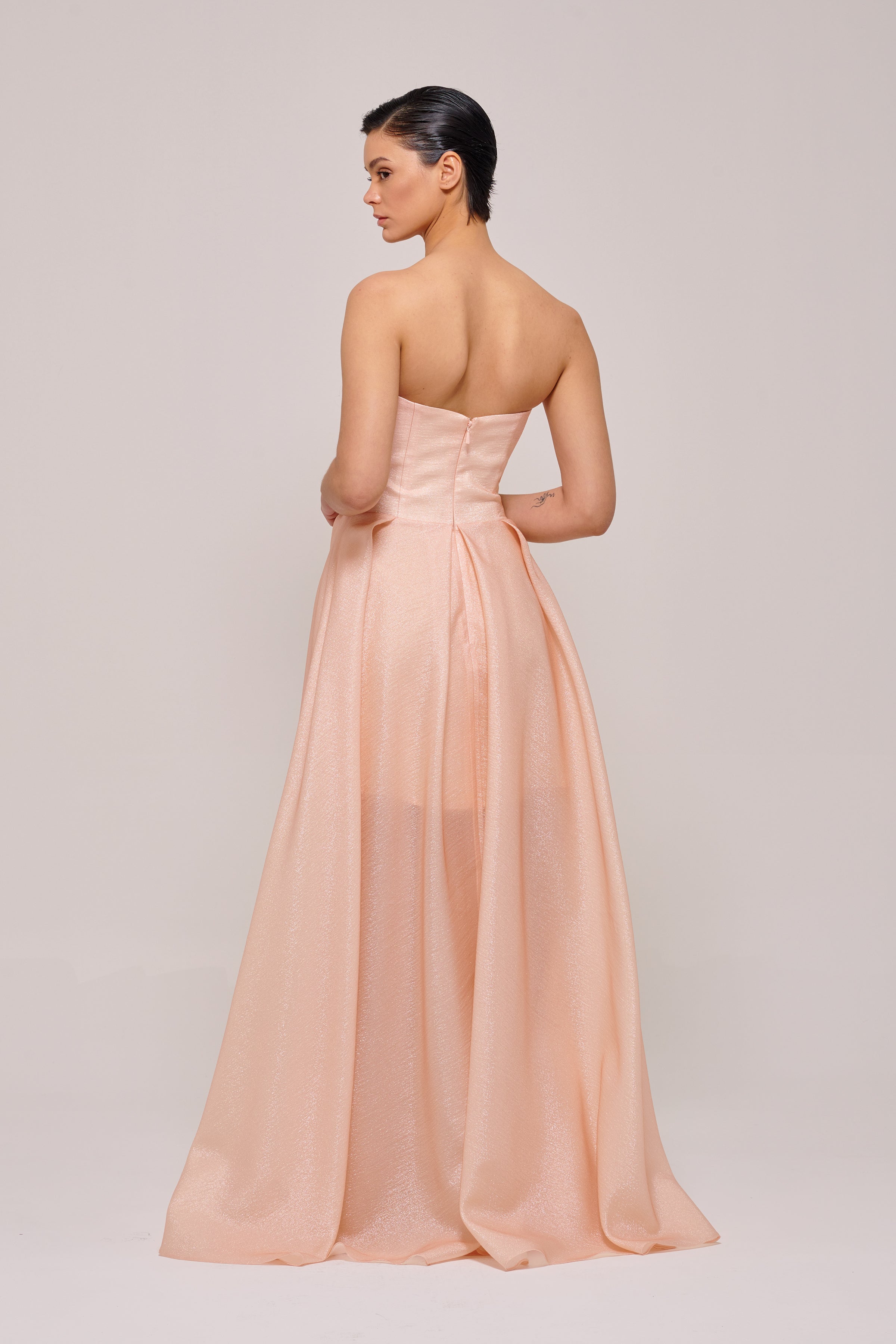 Strapless Pleated Long Blush Dress John Paul Ataker Strapless Pleated Long Blush Dress John Paul Ataker