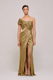 One Shoulder Draped Silk-Satin Gown