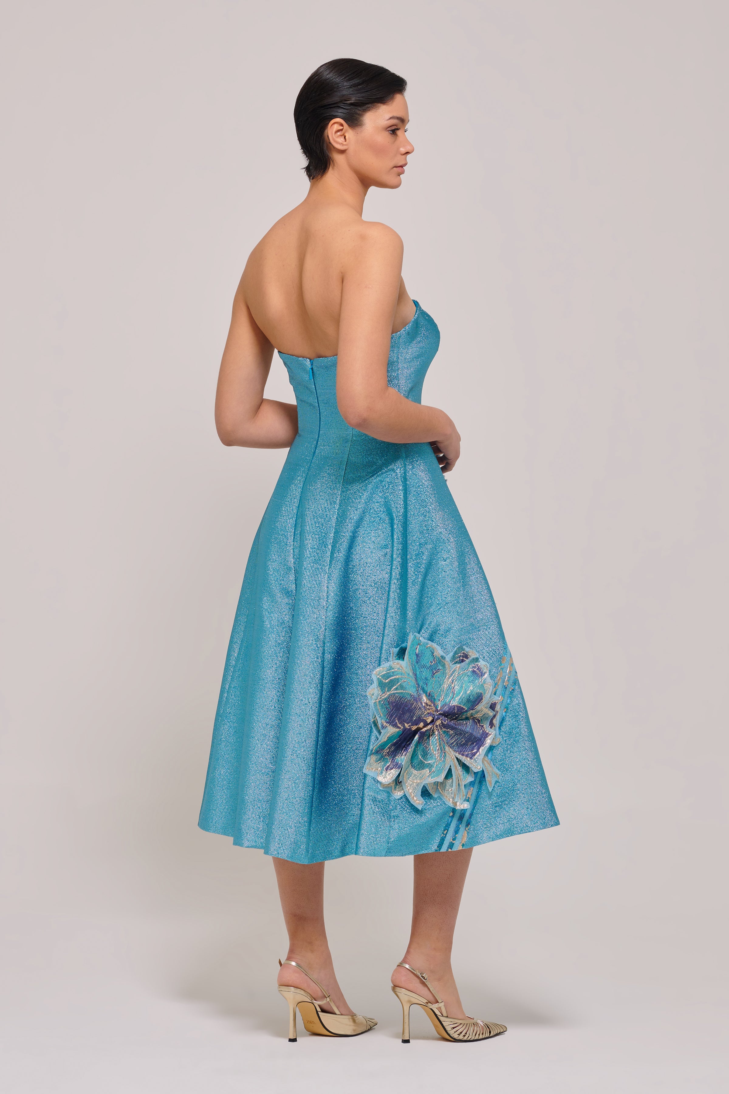 Midi Length Mint Metallic Jacquard Dress – John Paul Ataker