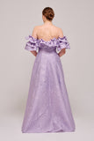 Ruffled Sleeve Long Lilac Gown