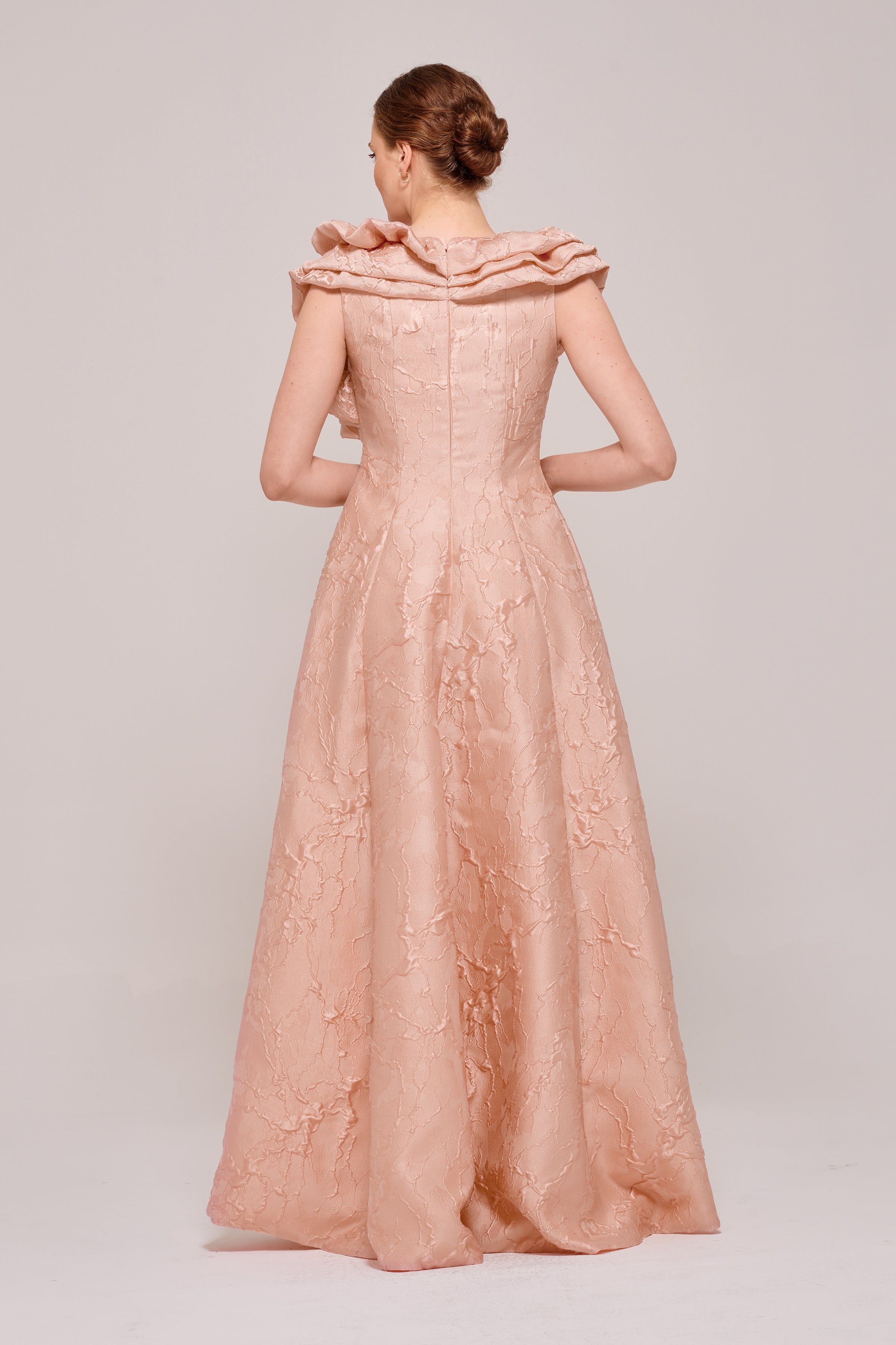 peach asymmetrical maxi dress Asymmetrical smock drop Cupro maxi dress