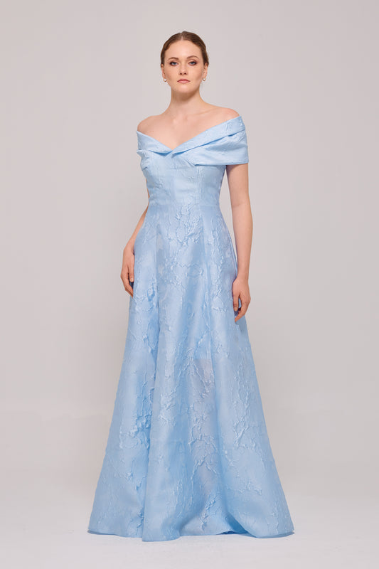 Strapless Light Blue Long Dress