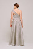 Bandeau Neckline Shiny Gown
