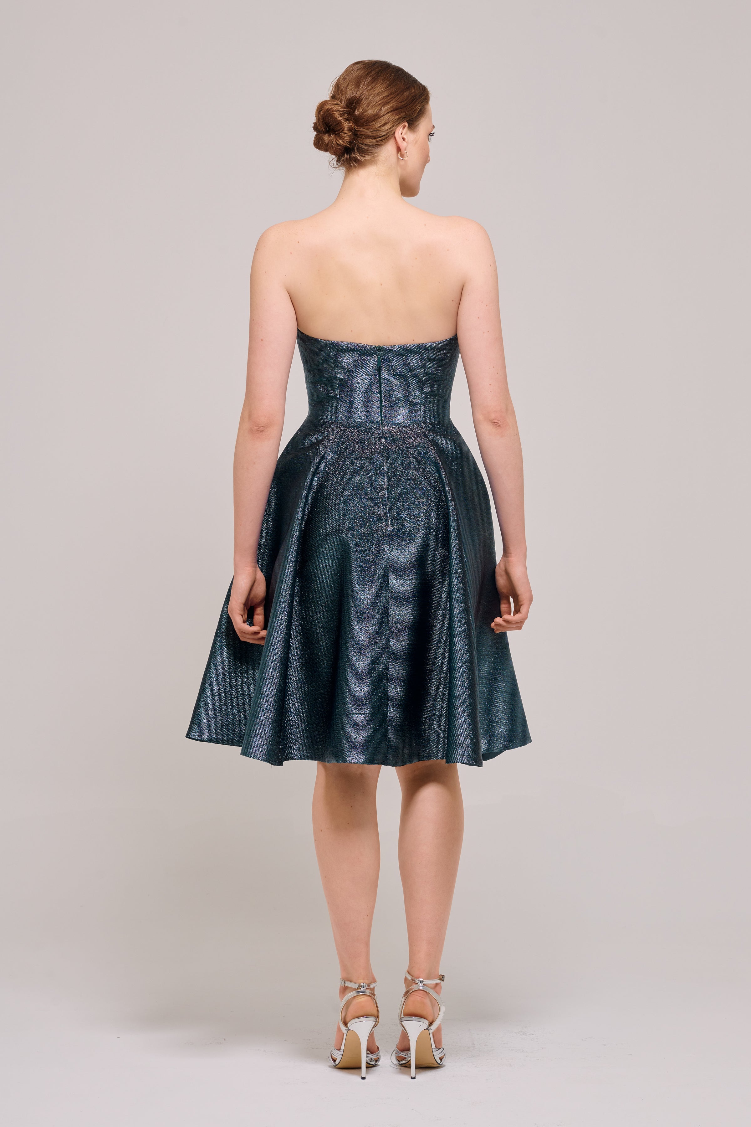 Strapless Metallic Jacquard Mini Dress