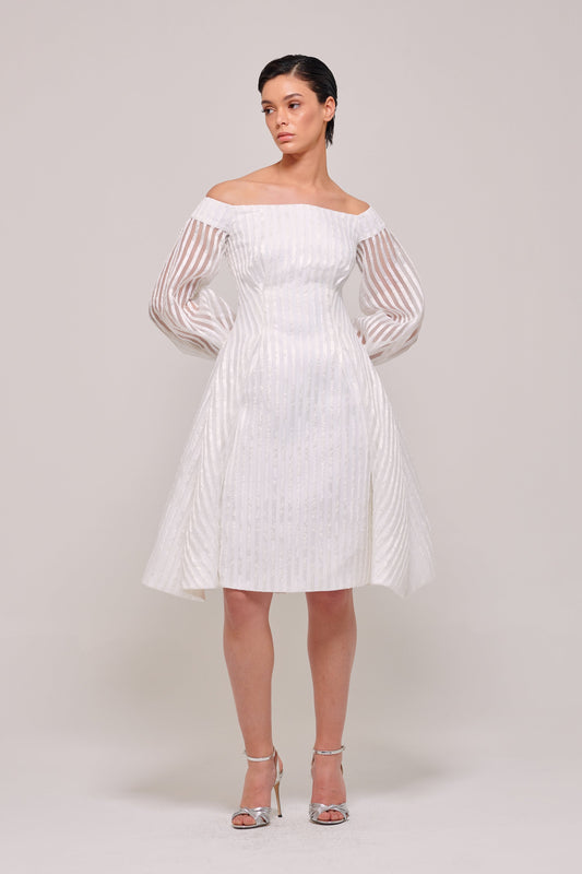 Strapless Fluffy Sleeve Dress