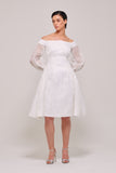 Strapless Fluffy Sleeve White Dress