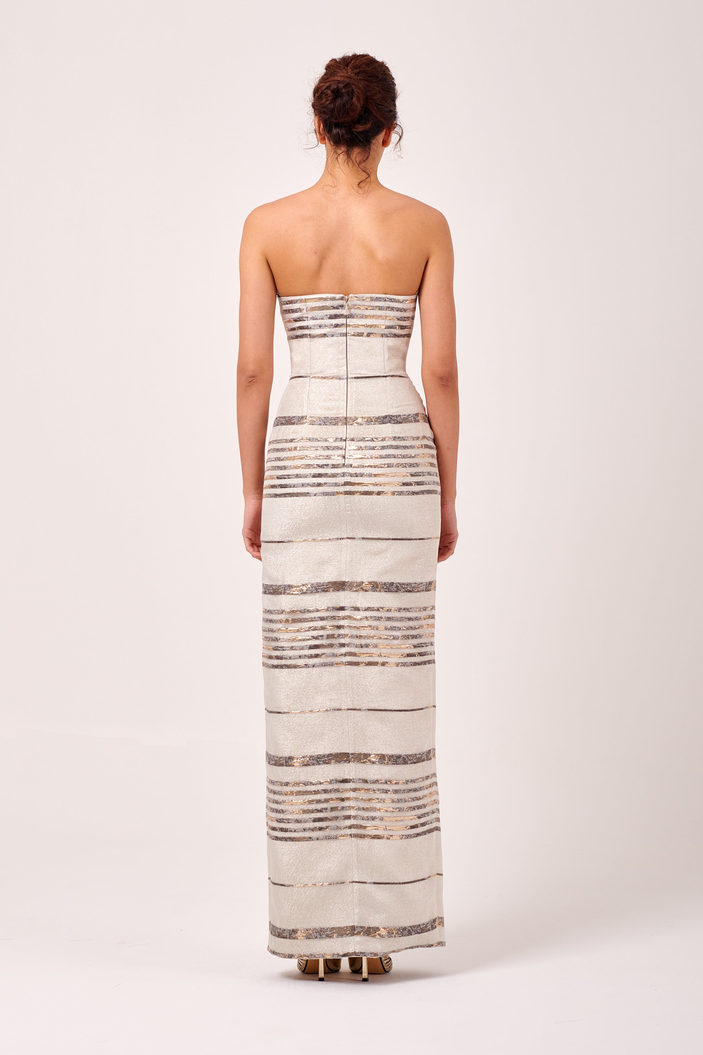Strapless Slim Fit Long Organza and Jacquard Dress John Paul Ataker Strapless Slim Fit Long Organza and Jacquard Dress John Paul Ataker