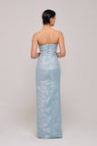 Strapless Vertical Stripes Detail Column Dress