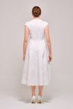 Cap Sleeve V-Neck White Midi Dress