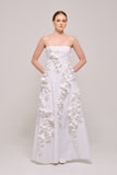 Three Dimensional Floral Appliqués Long Gown