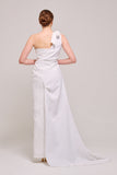 One Shoulder Asymmetric Overlay Fitted Long Dress